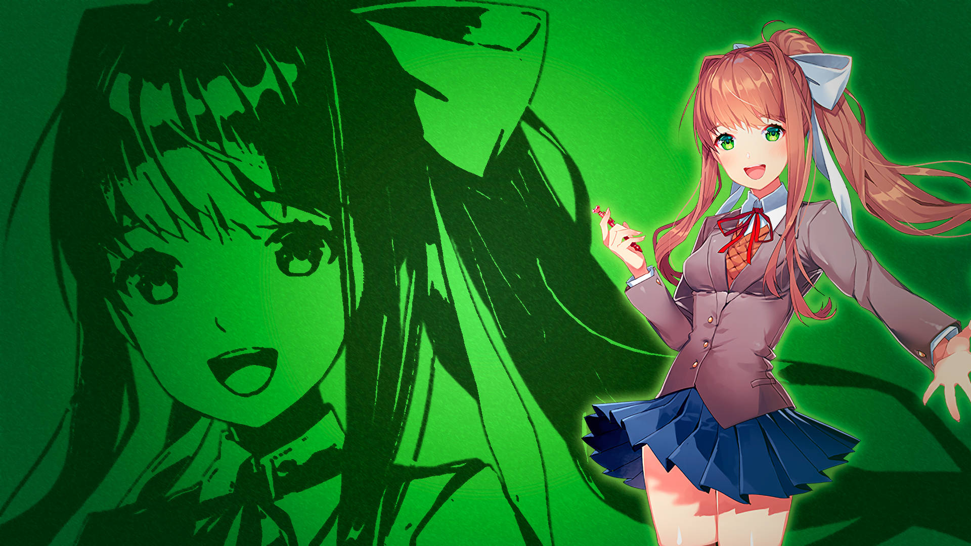 Green Monika Doki Doki Literature Club Background
