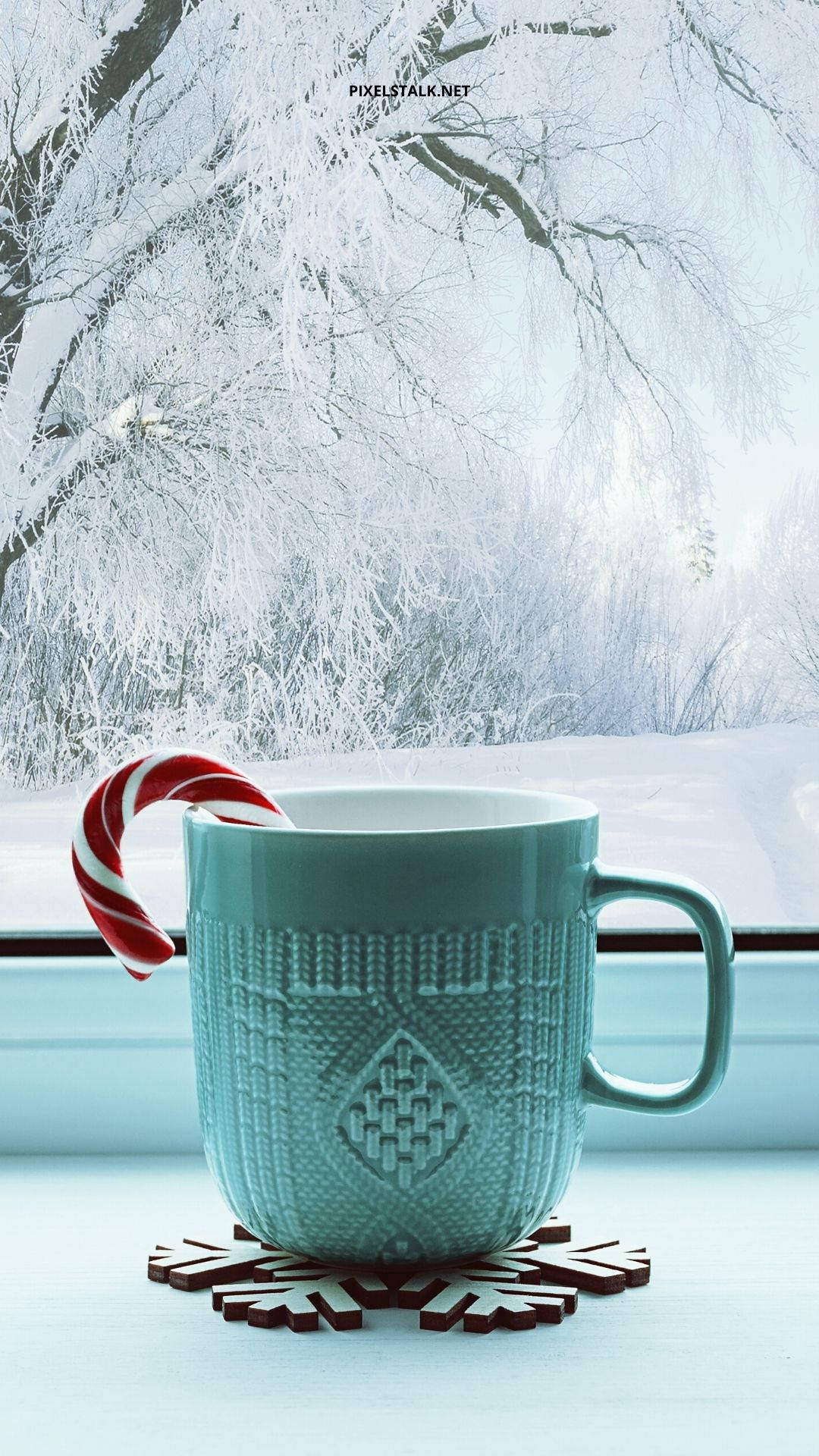 Green Mug Candy Cane Winter Iphone Background