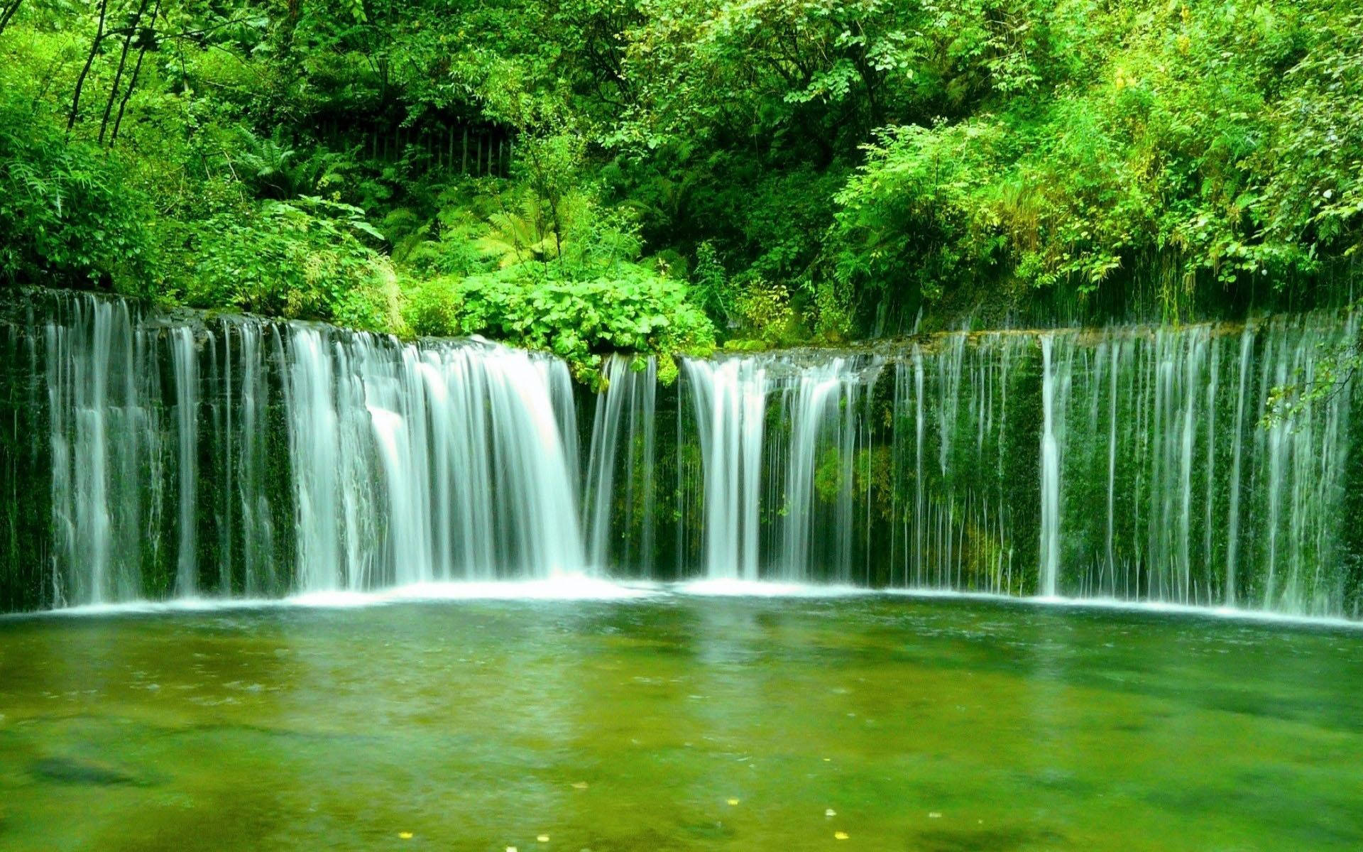 Green Nature Waterfalls Background