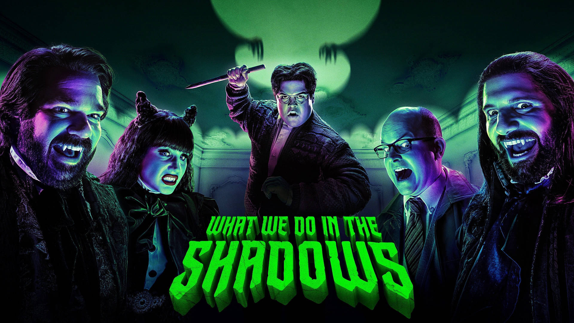 Green Neon What We Do In The Shadows Background