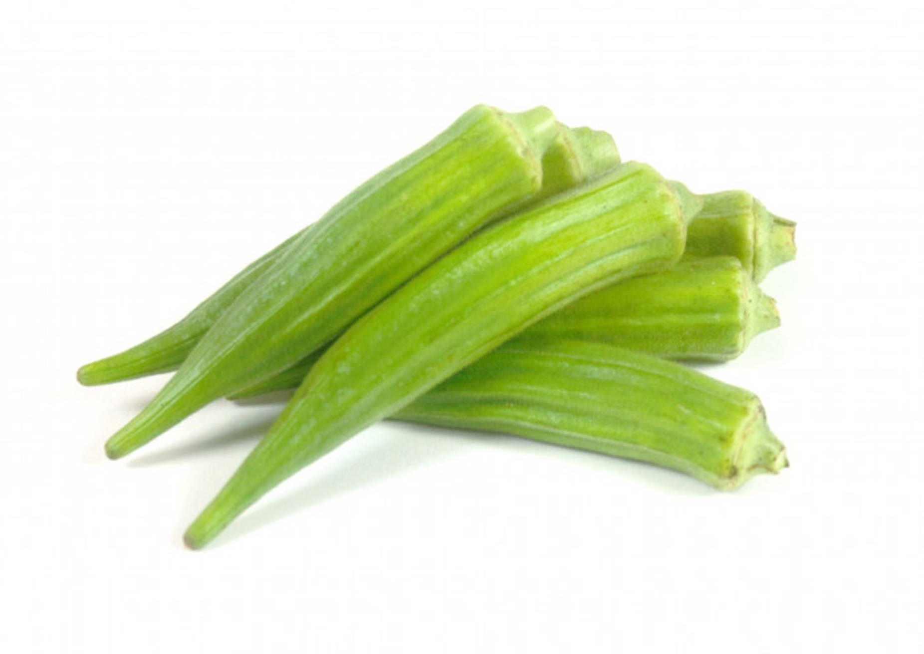 Green Okra In White Background