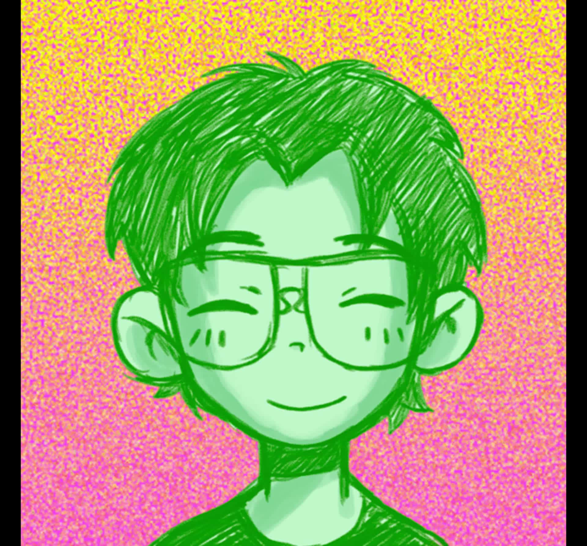 Green Omori Pfp With Glasses Background