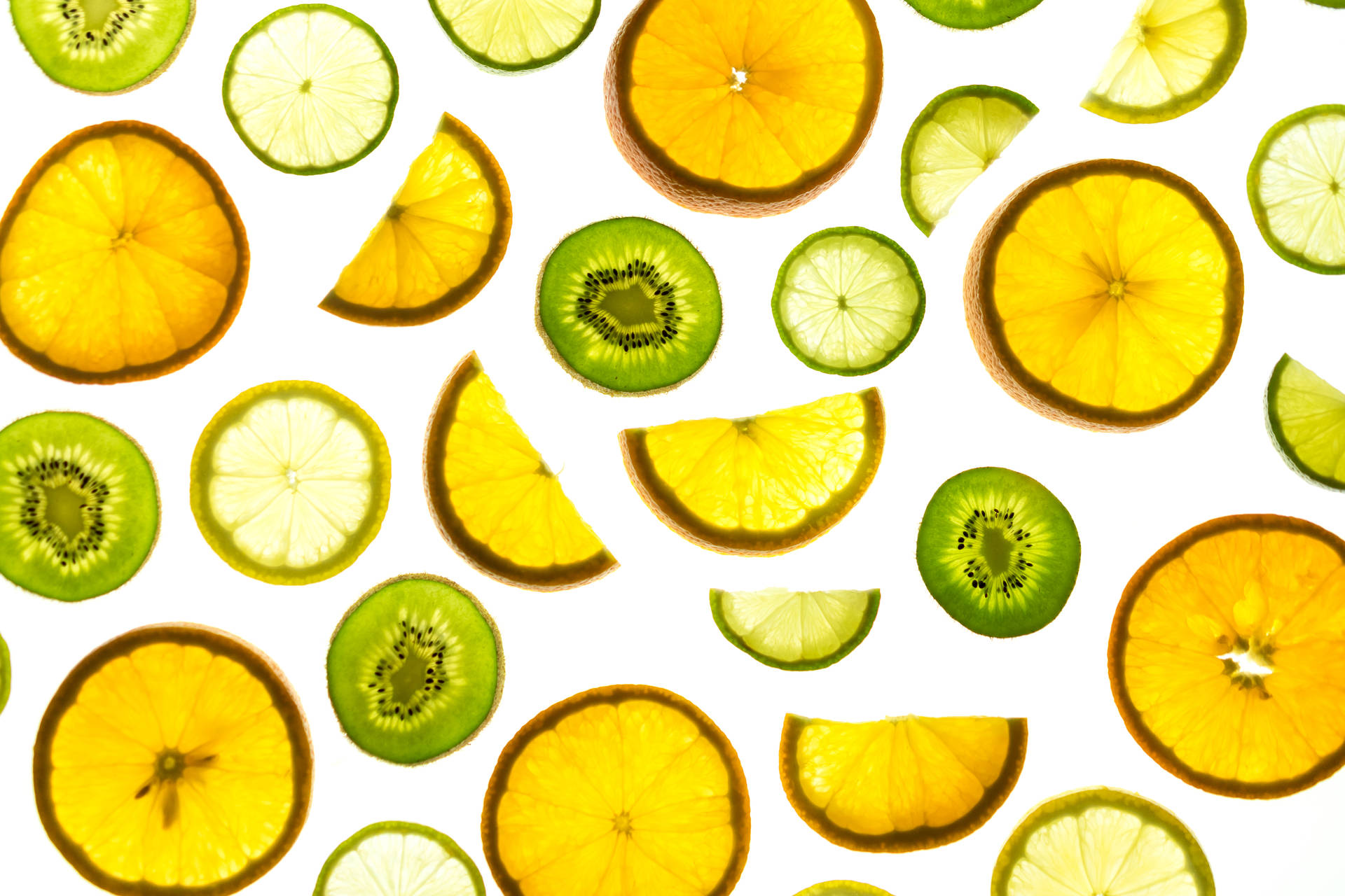 Green, Orange And Yellow Fruits Background