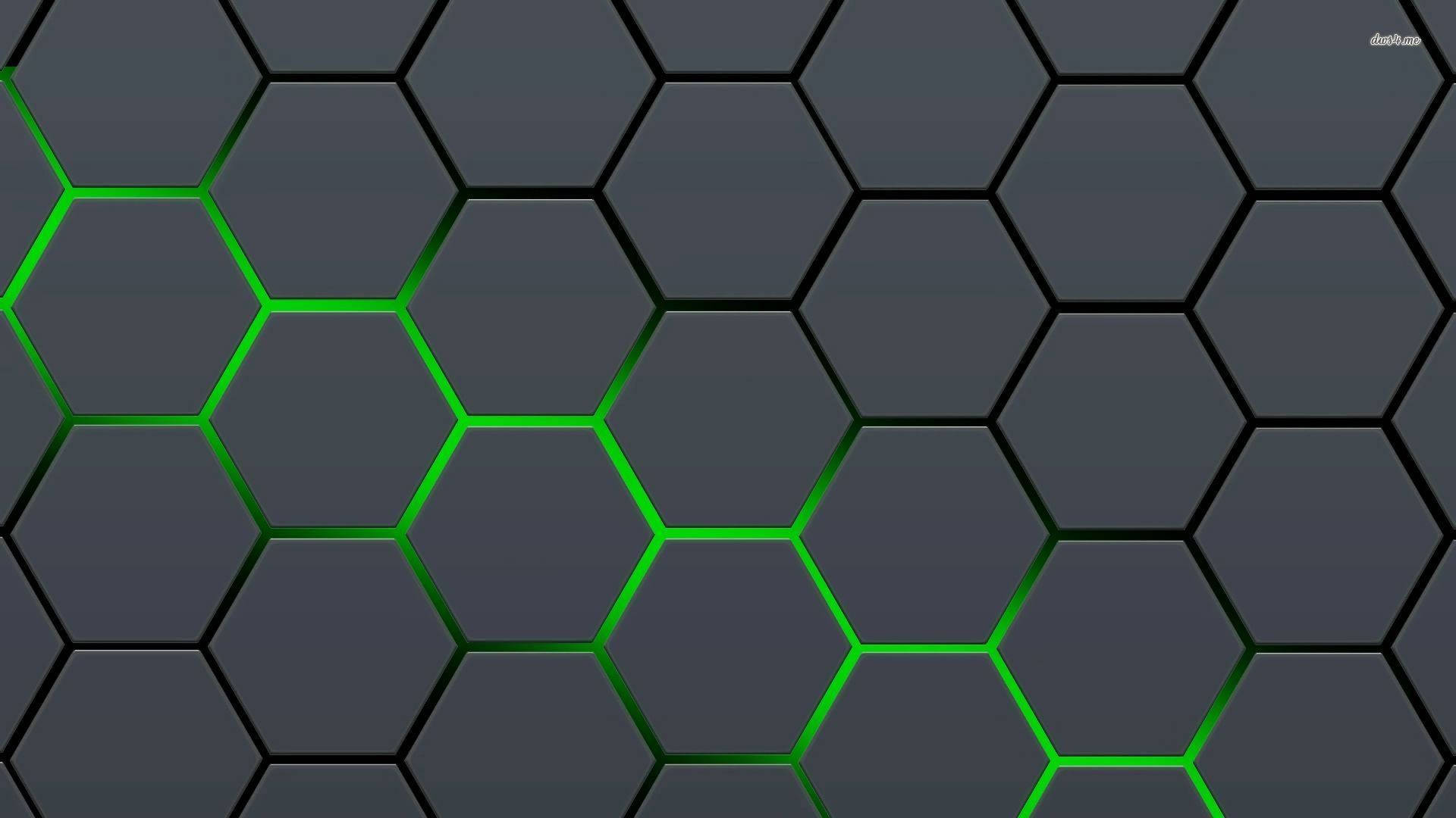 Green Outlined Hexagons Background