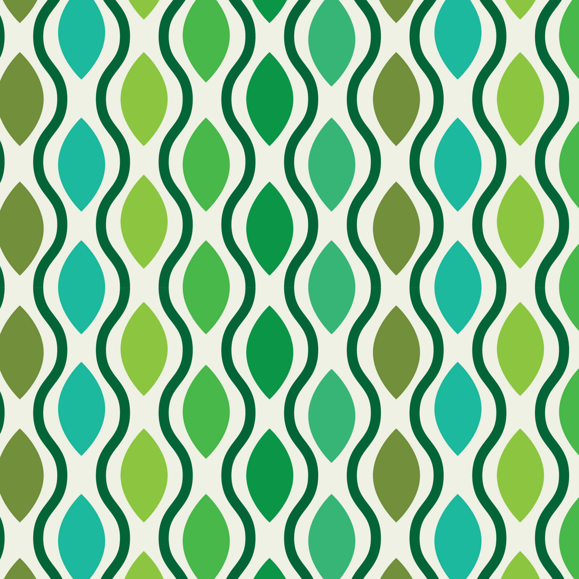 Green Oval Shapes And Curvy Lines Background
