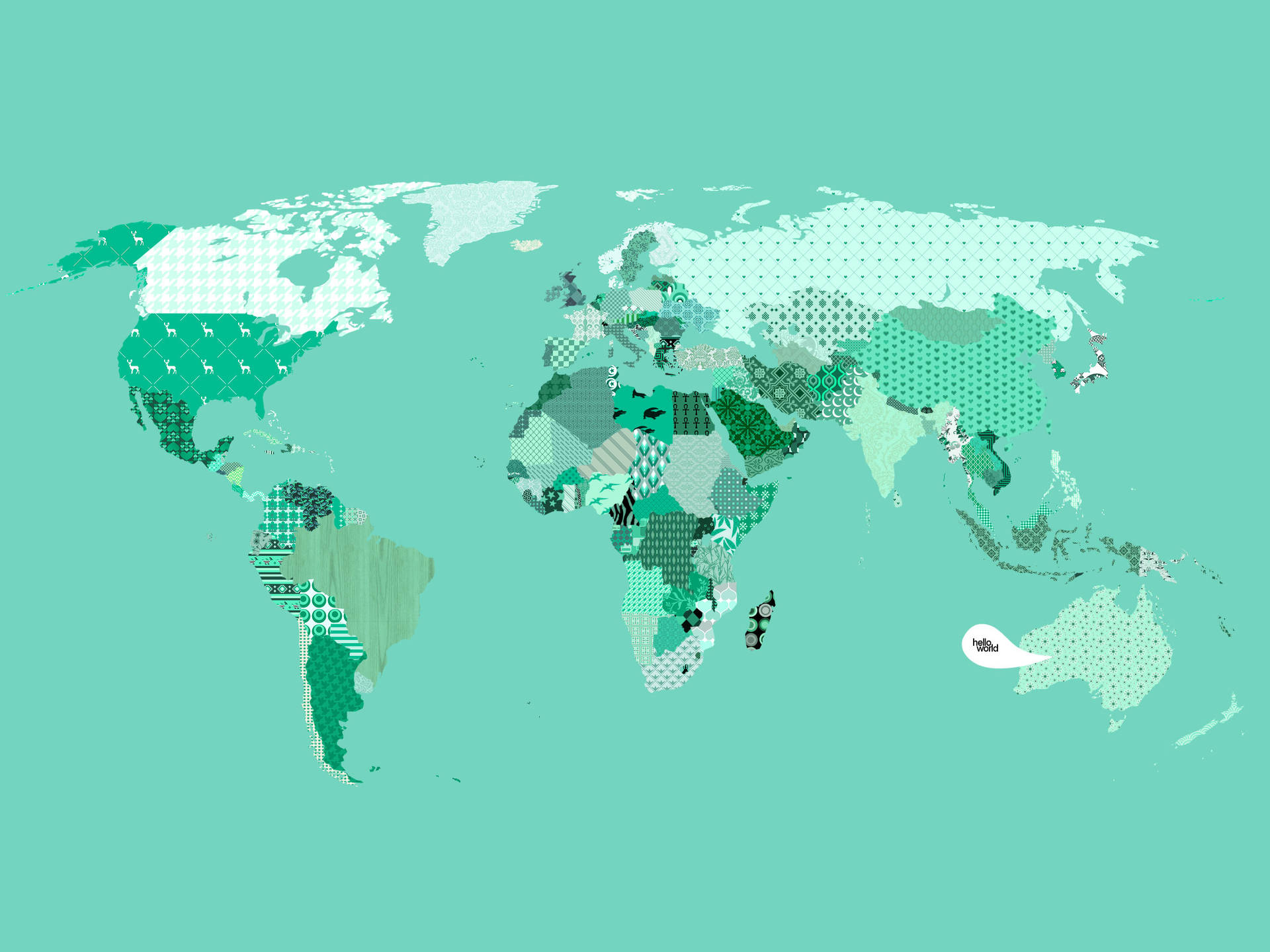 Green Pattern Countries Map Background