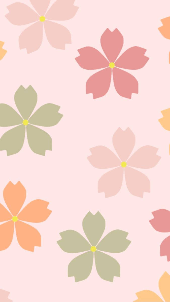 Green, Pink, And Orange Floral Background