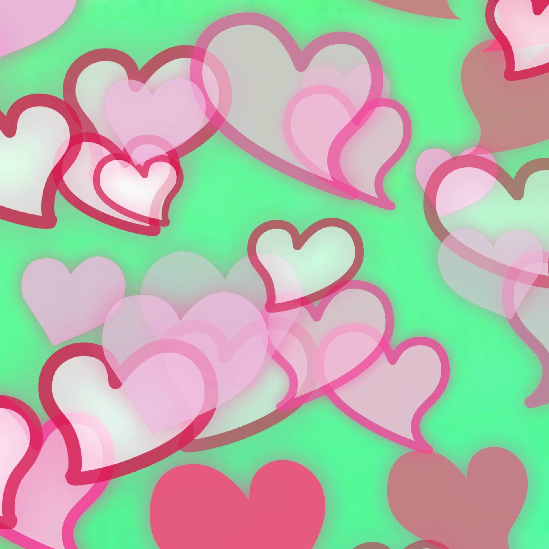 Green Pink Awesome Heart Background