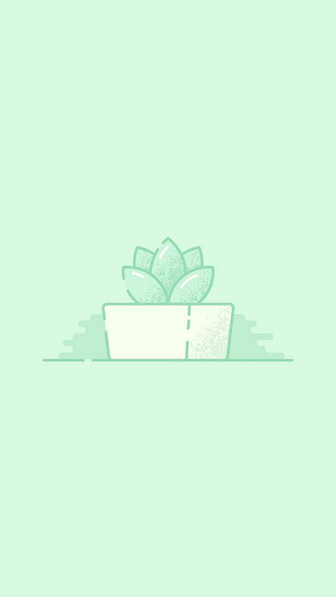 Green Plant Pastel Aesthetic Background
