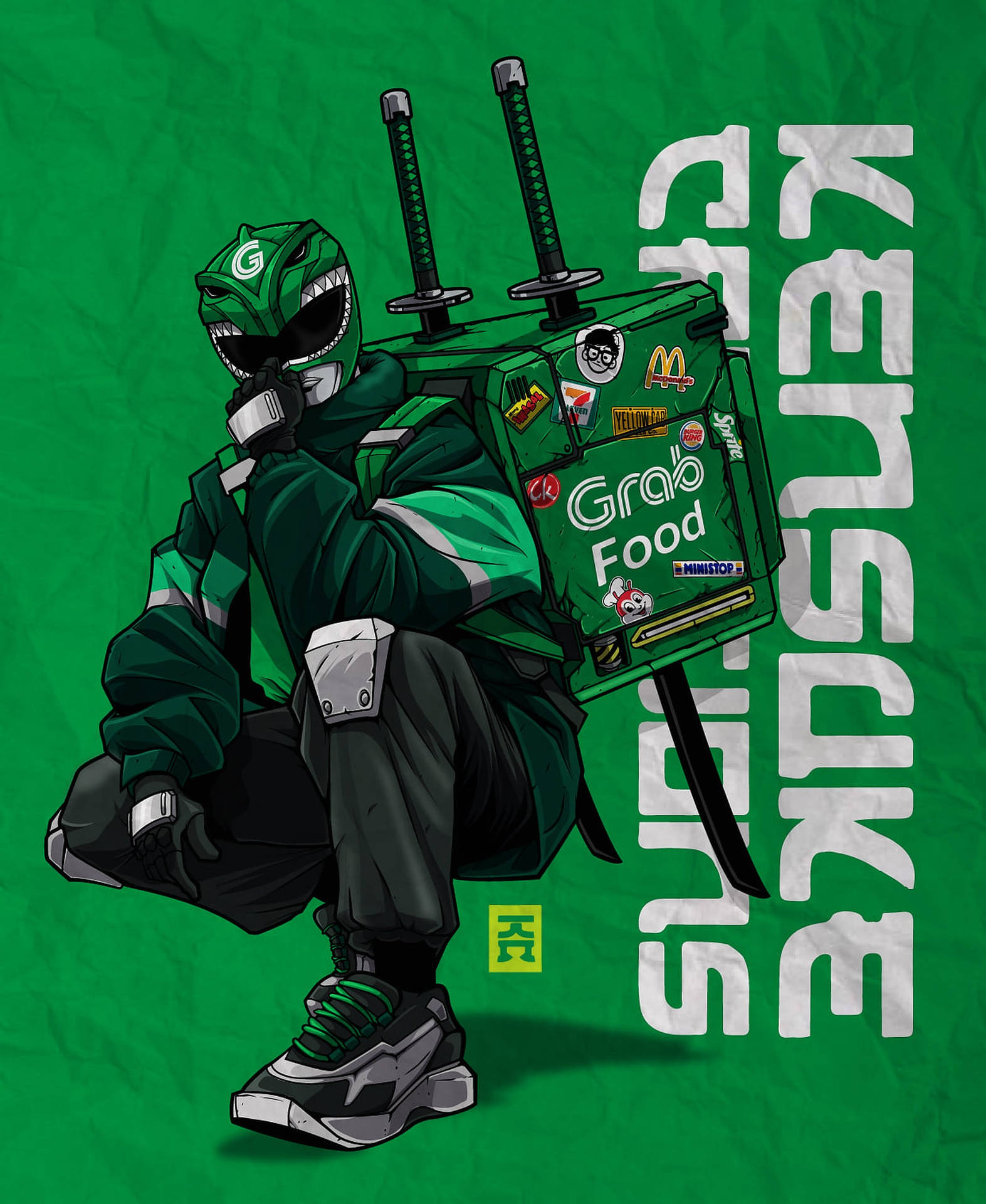 Green Power Ranger Food Delivery Background