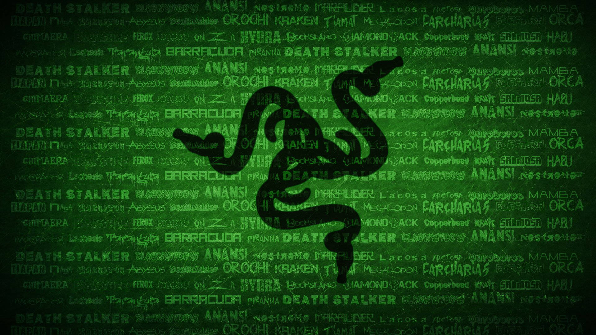 Green Razer Pc With Product Names Background