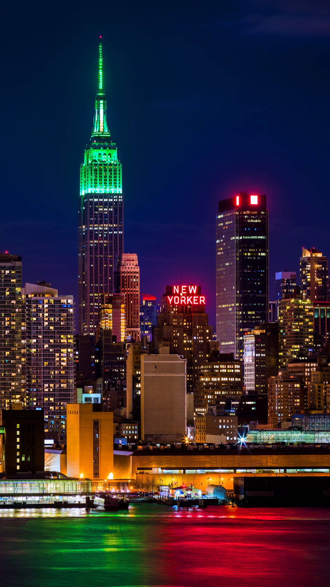 Green Red Lights New York Night Iphone Background