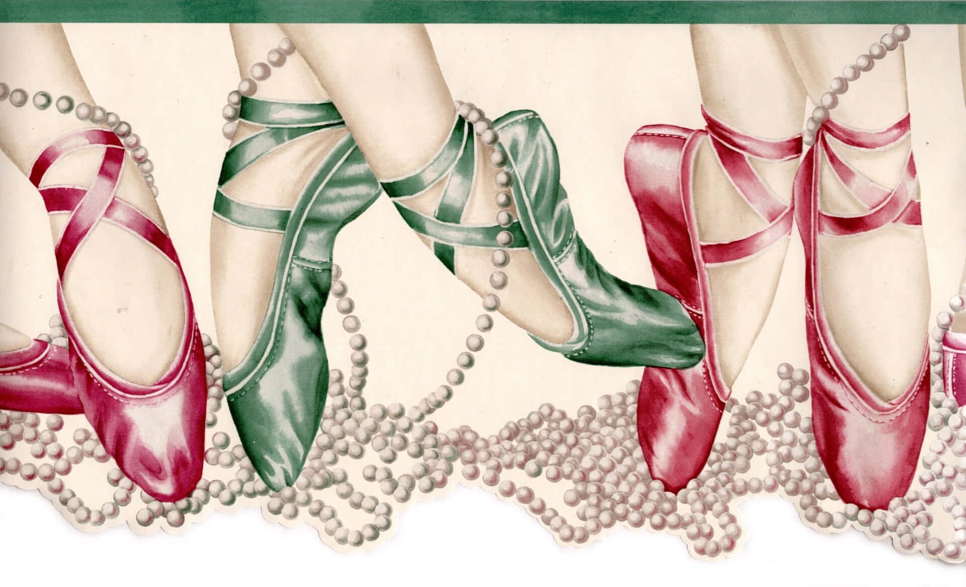 Green Red Pointe Shoes Art Background