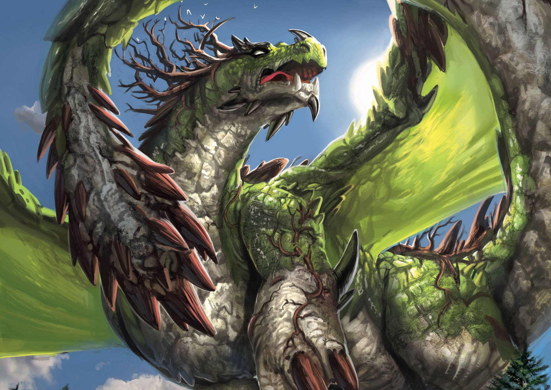 Green Rocky Japanese Dragon Pc