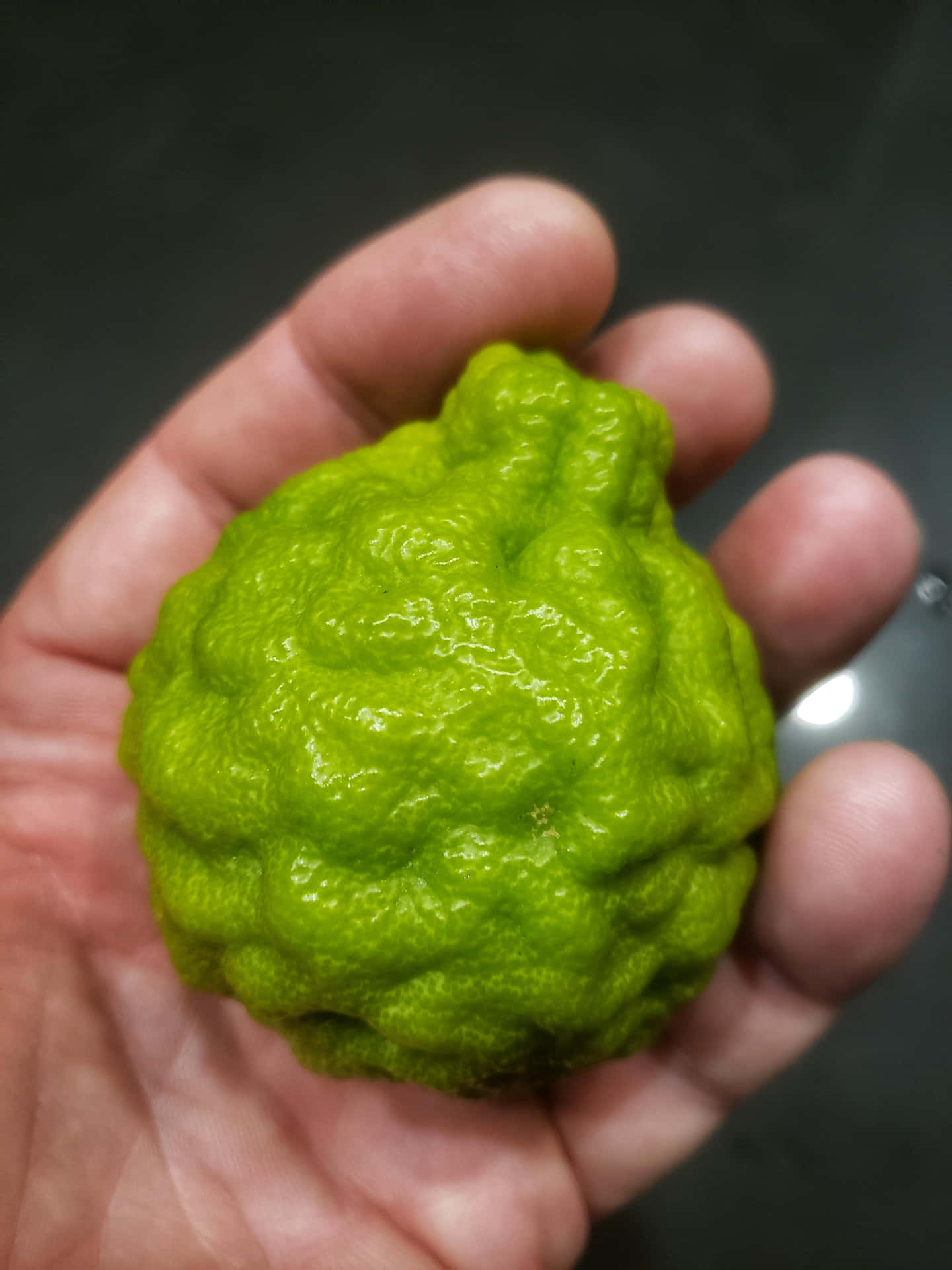 Green Round Kaffir Lime Citrus Fruit Background