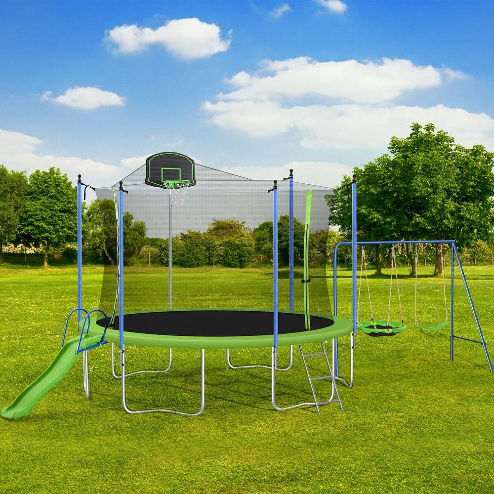 Green Round Trampoline Background