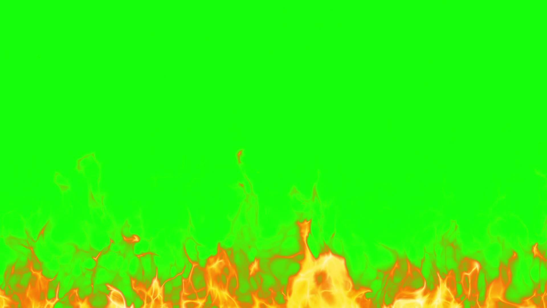 Green Screen With Flames