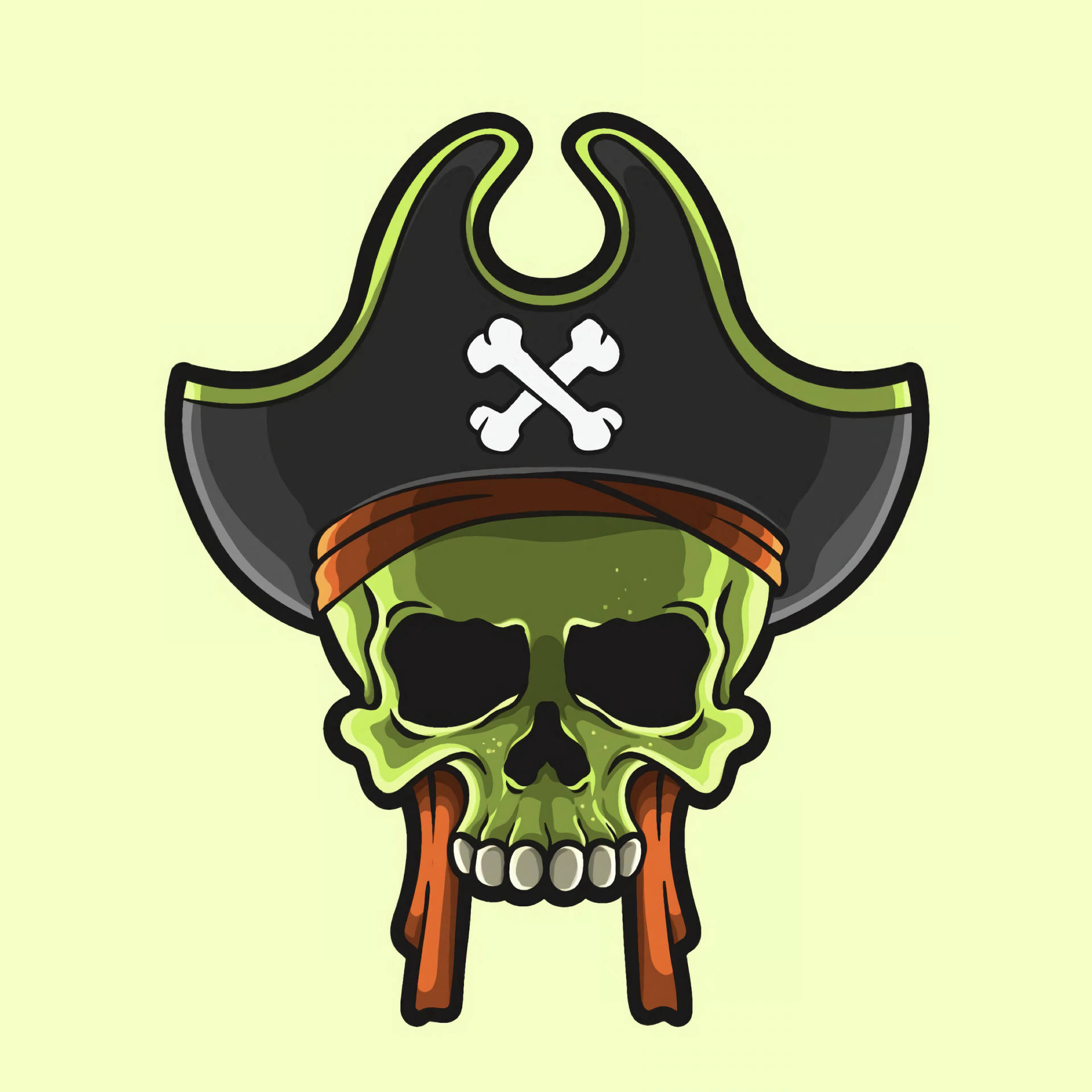 Green Skull Pirate Logo Background