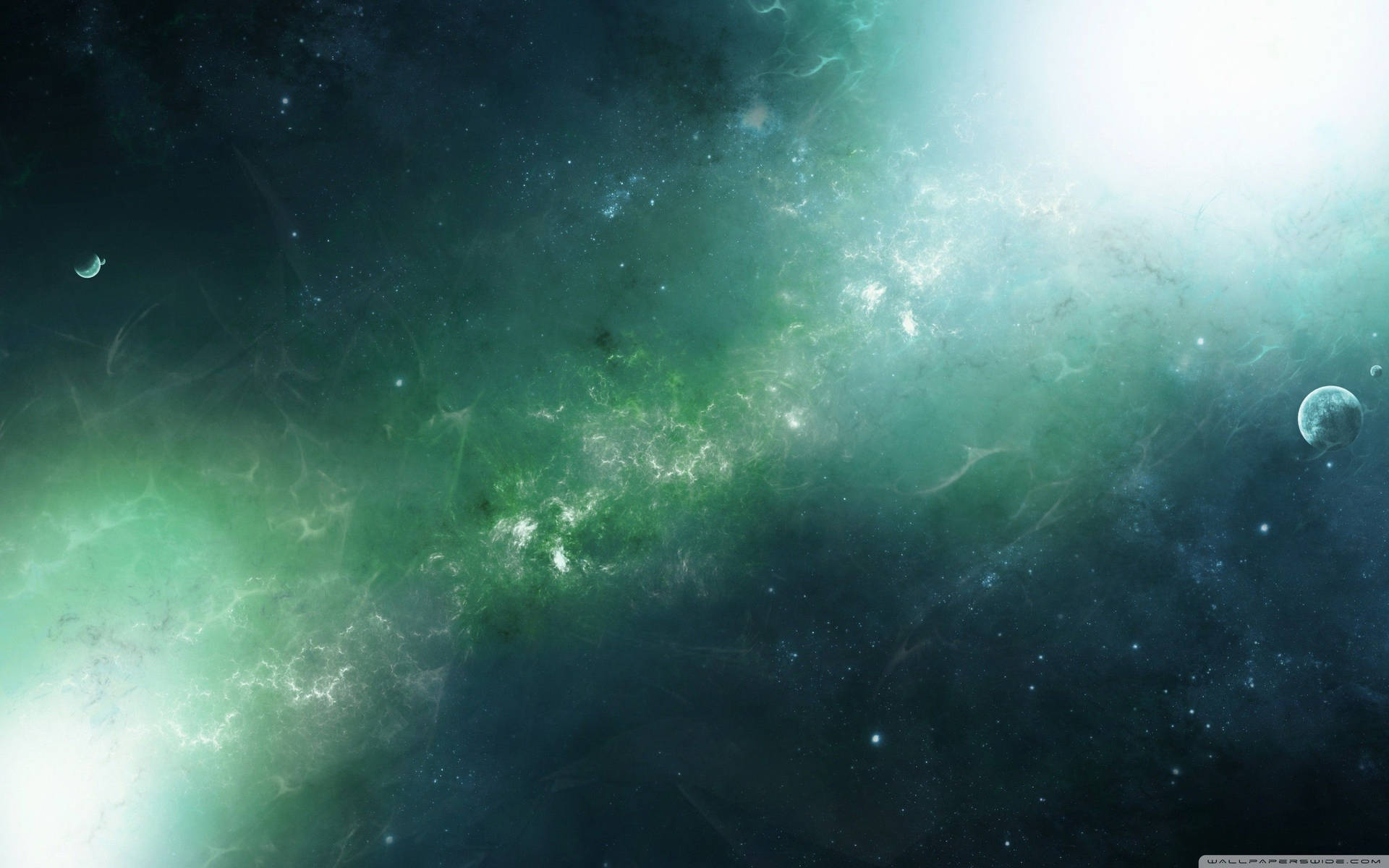 Green Sky And Galaxy Background