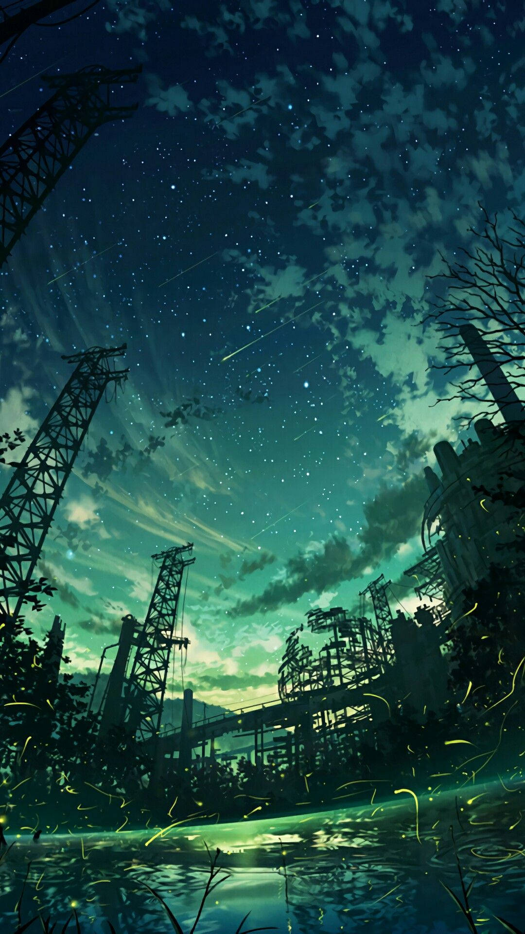 Green Sky And Stars Graphic Background