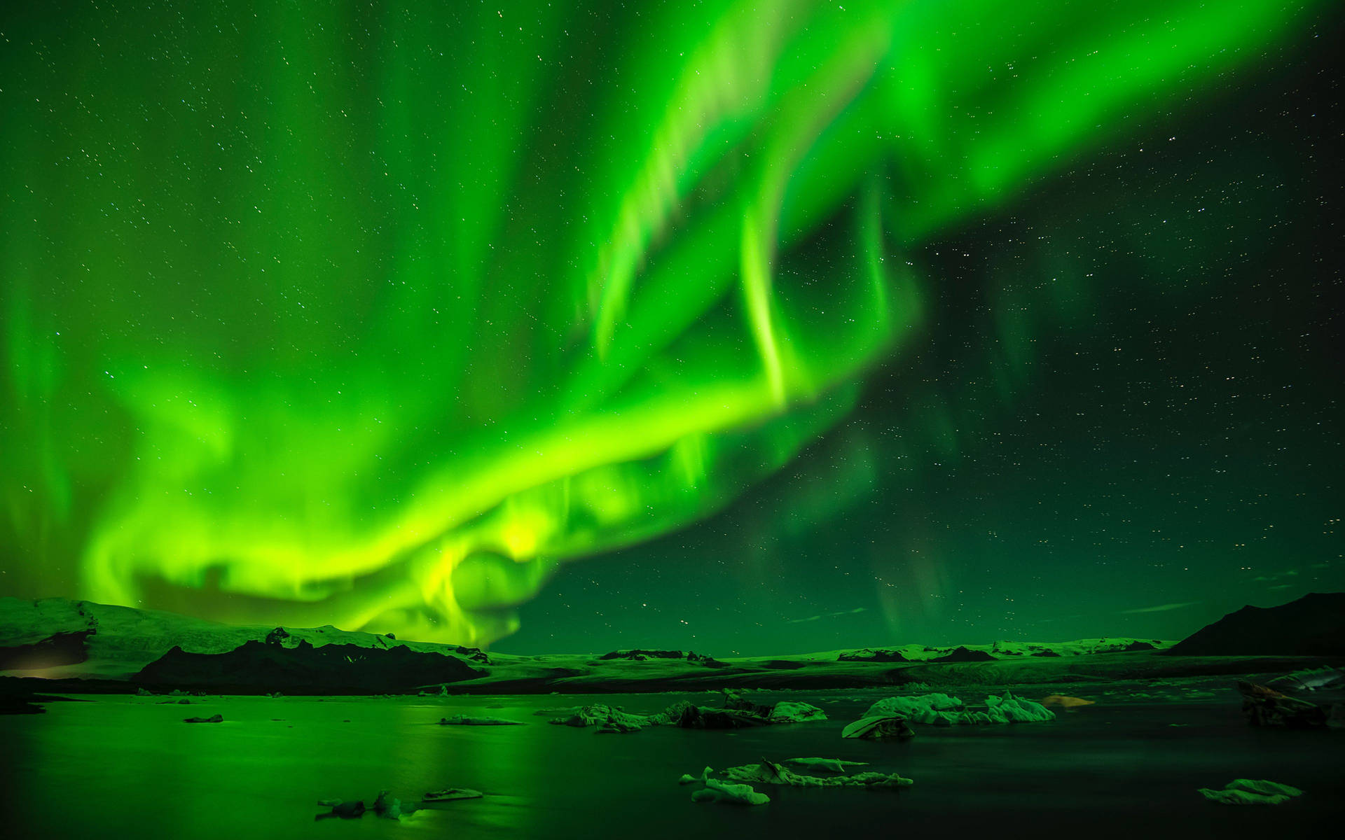 Green Sky Aurora Borealis Background