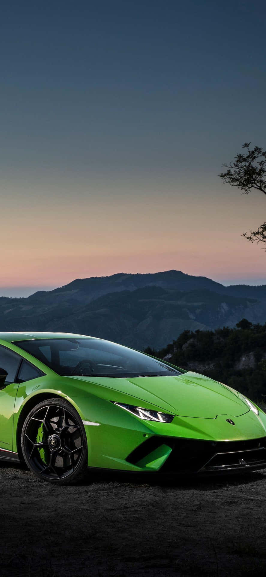 Green Sports Car Lamborghini Phone Background