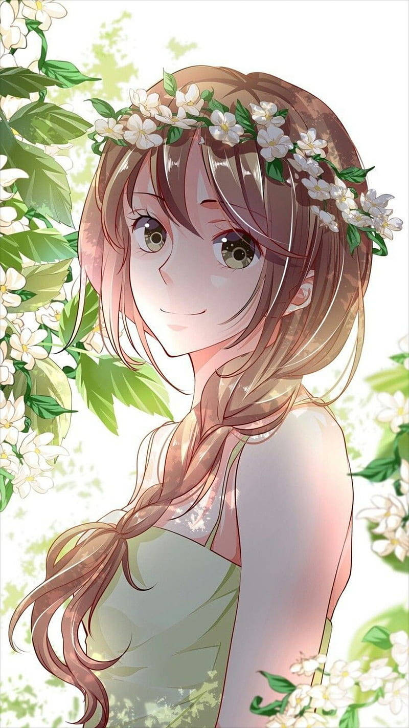 Green Themed Anime Girl Phone Background