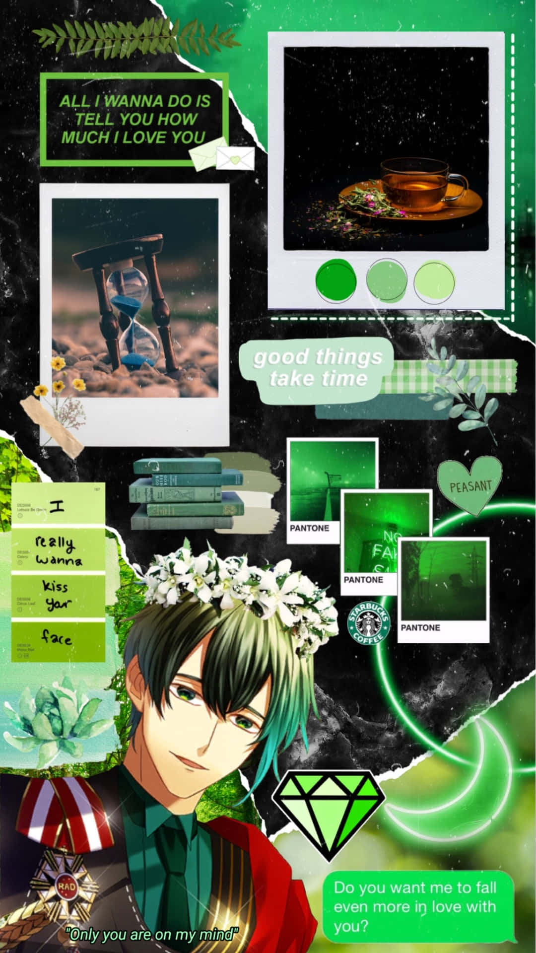 Green Themed Collagewith Character Background