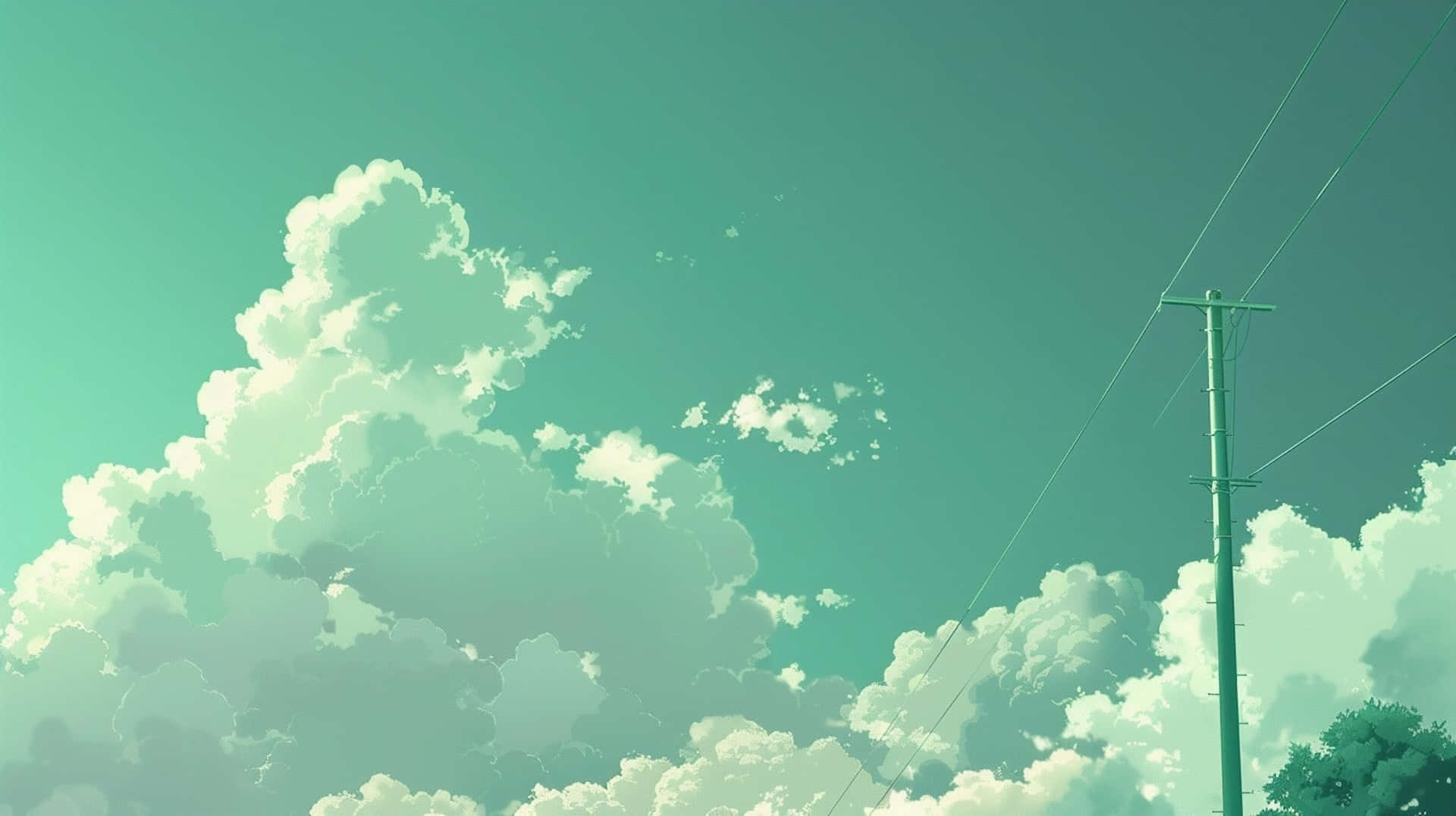 Green Tinted Cloudscapewith Utility Pole Background