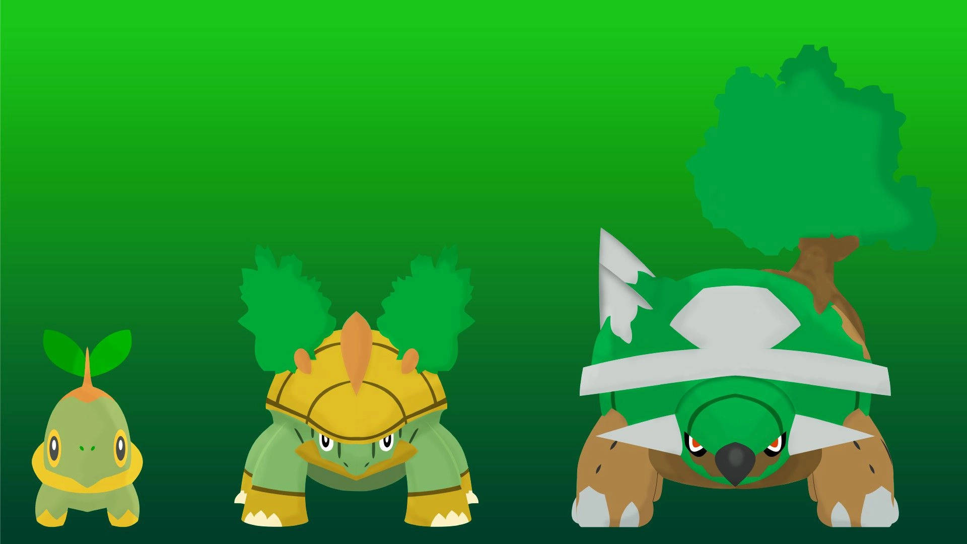 Green Torterra Evolutionary Line Background