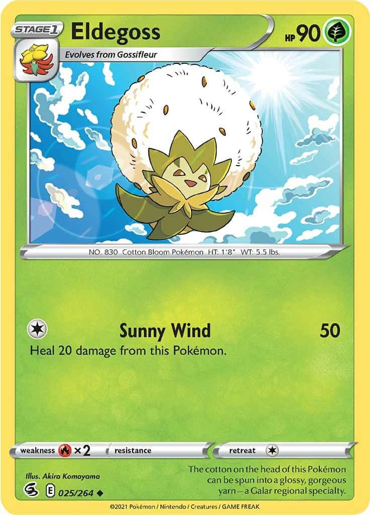 Green Trading Card With Eldegoss Background