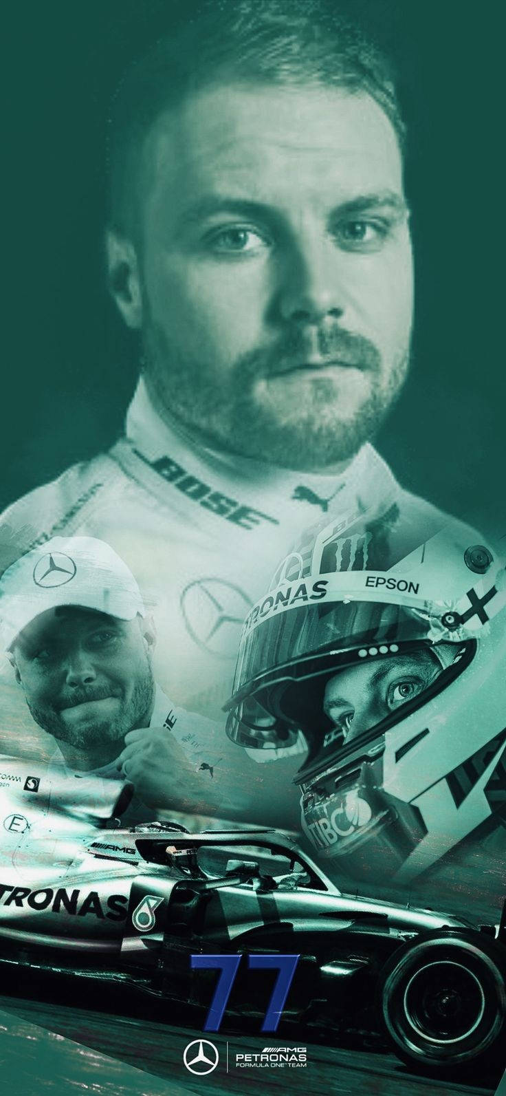 Green Valtteri Bottas Background