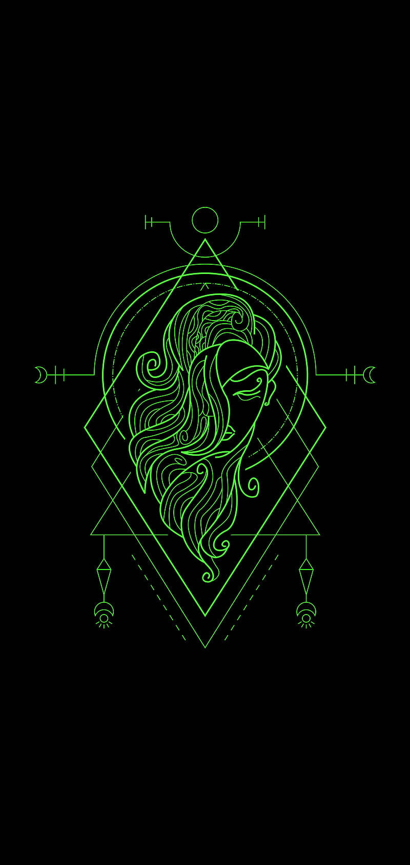 Green Virgo Zodiac Geometric Background