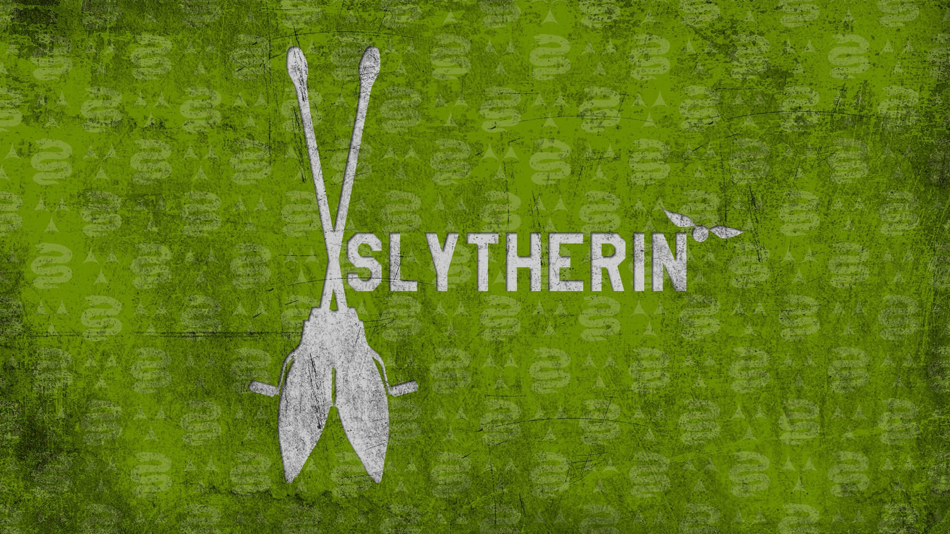 Green White Slytherin Brooms Background