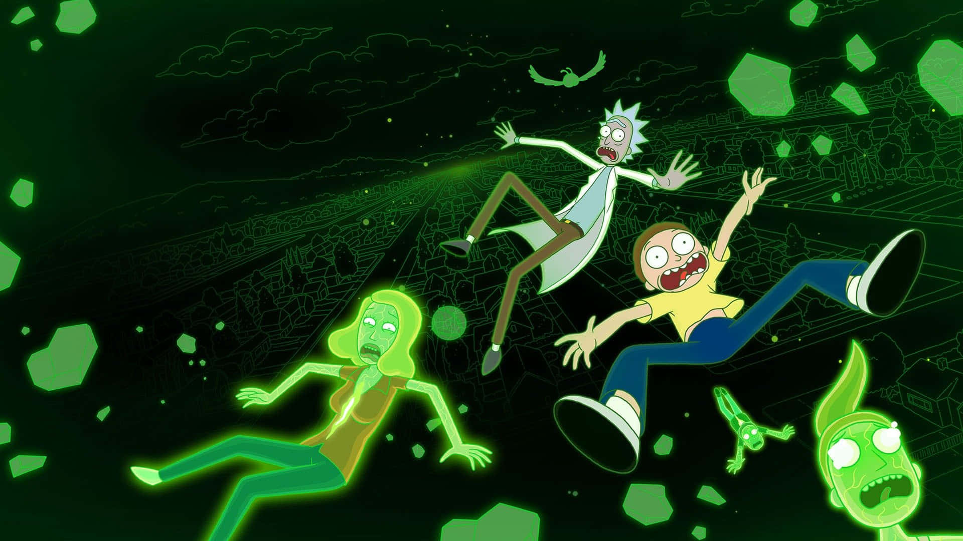 Green World Rick And Morty 1920x1080 Background