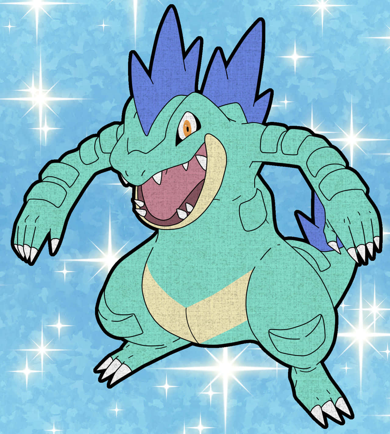 Green, Yellow, And Purple Feraligatr Background