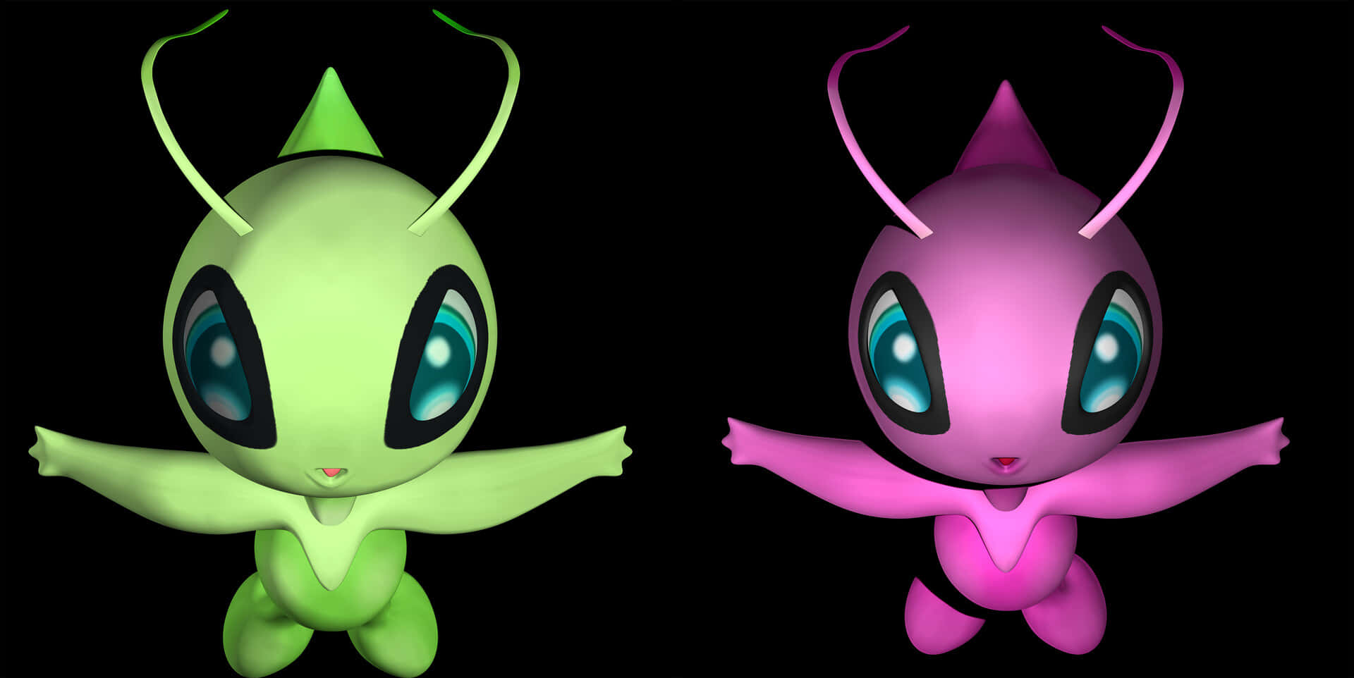Greenand Pink Celebi Variants Background
