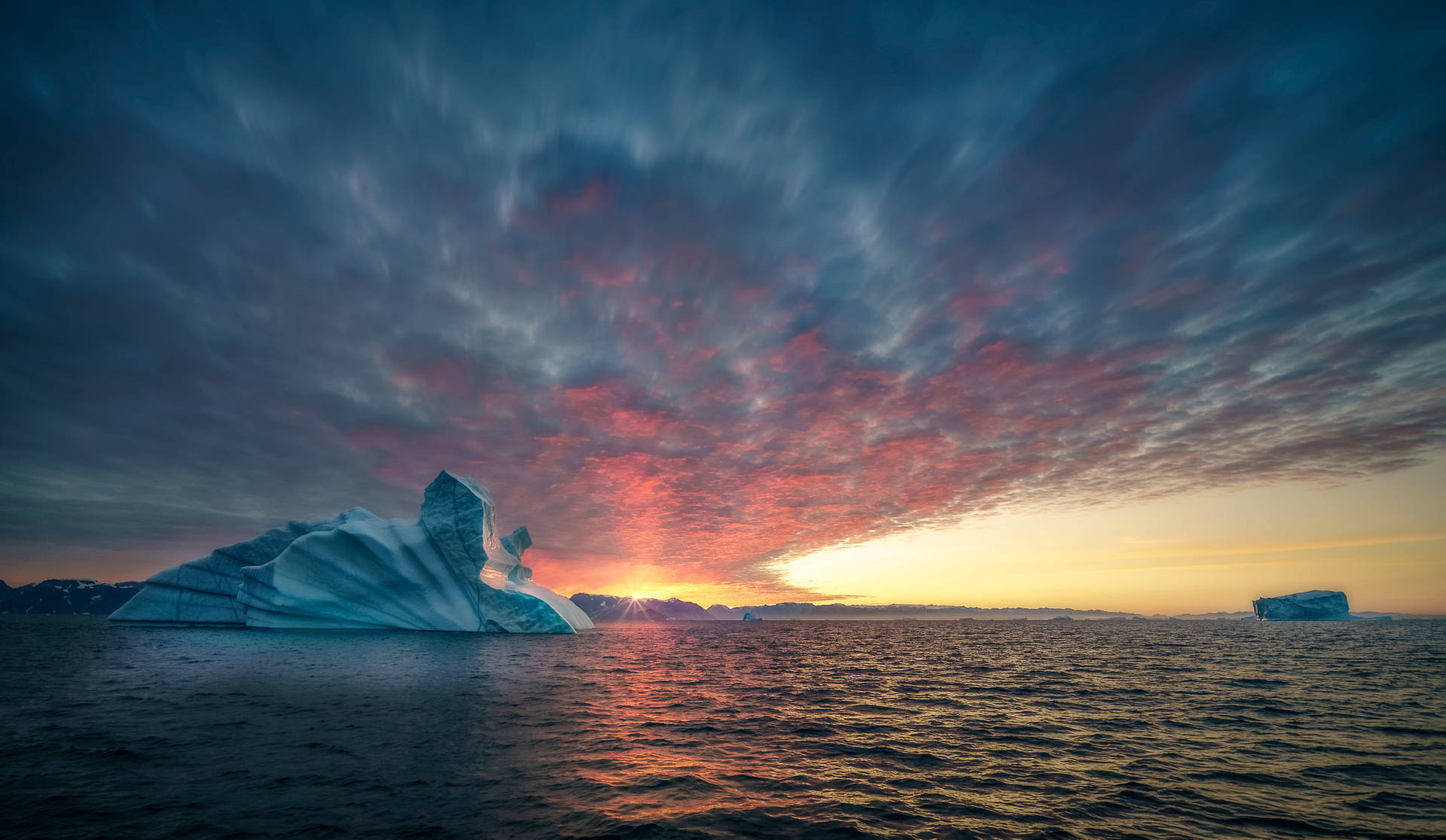 Greenland Sea Sunset Background