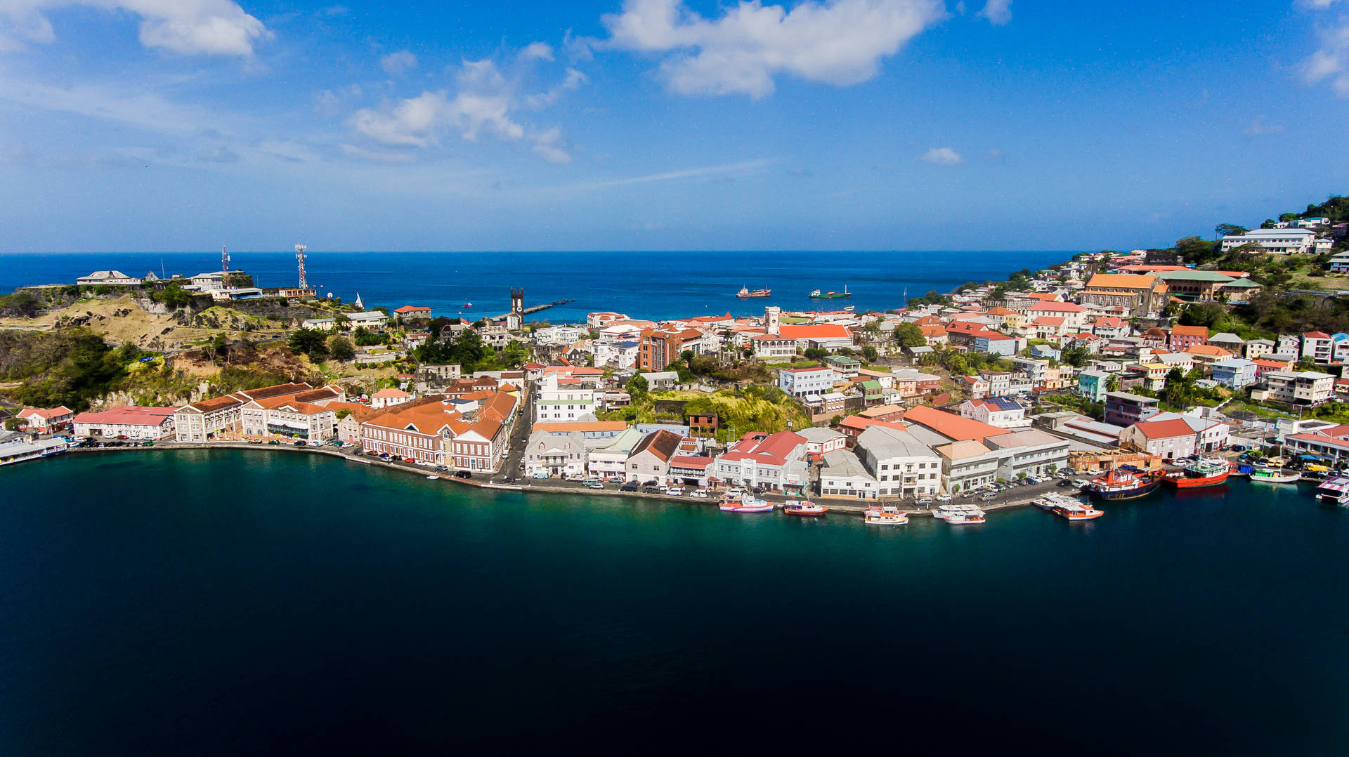 Grenada City Drone Shot Background