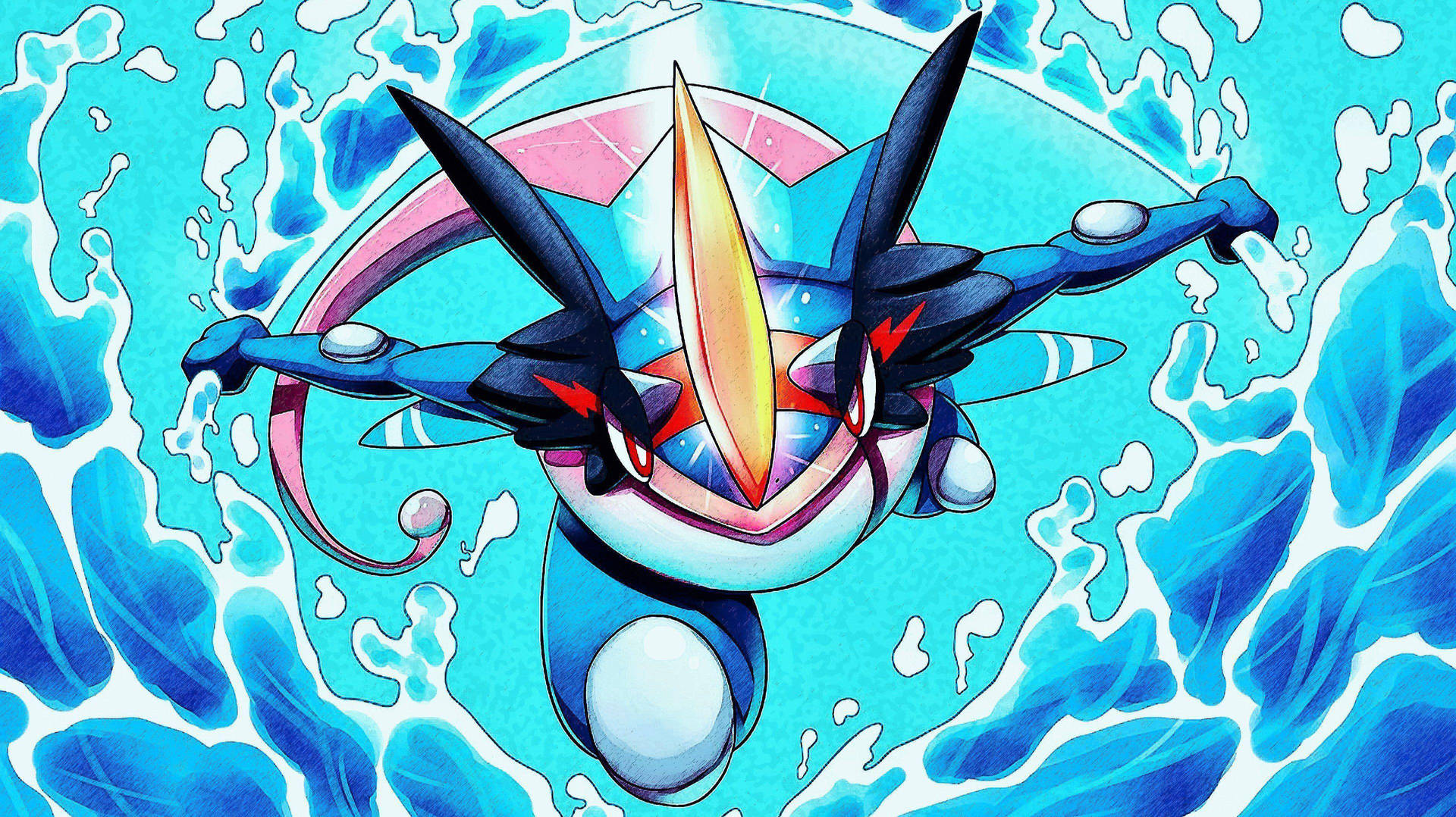Greninja Dives Deep Into The Water Background