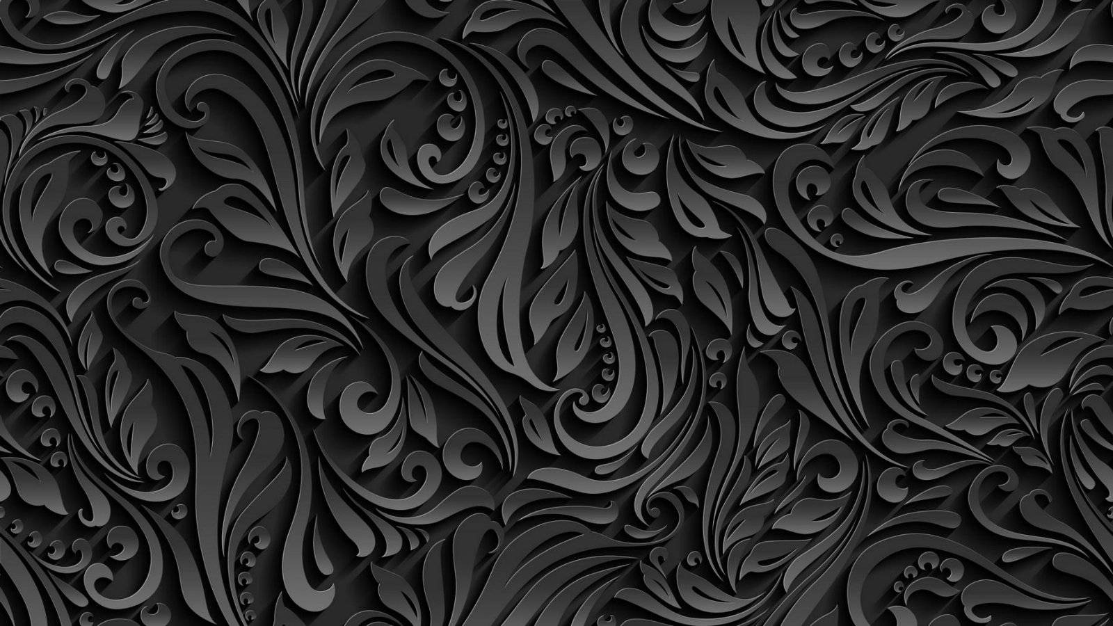 Grey Background With Stylized Leaf Pattern Background