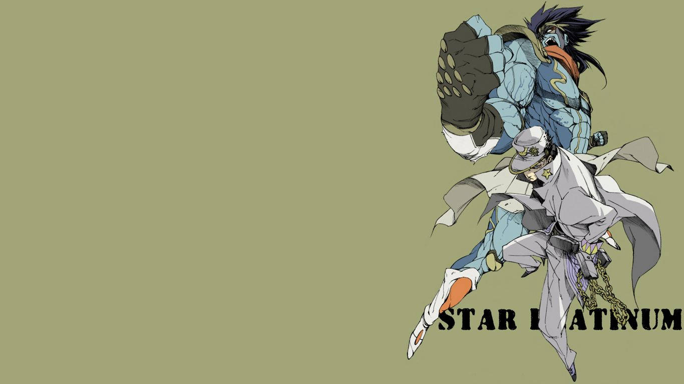 Grey Jotaro Kujo And Star Platinum Background