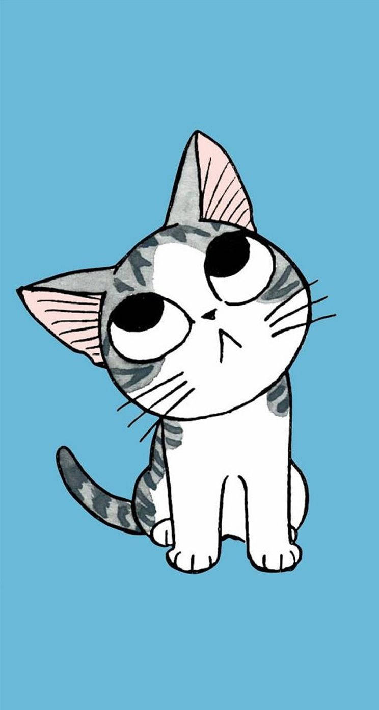 Grey Kitten Cartoon Phone Background