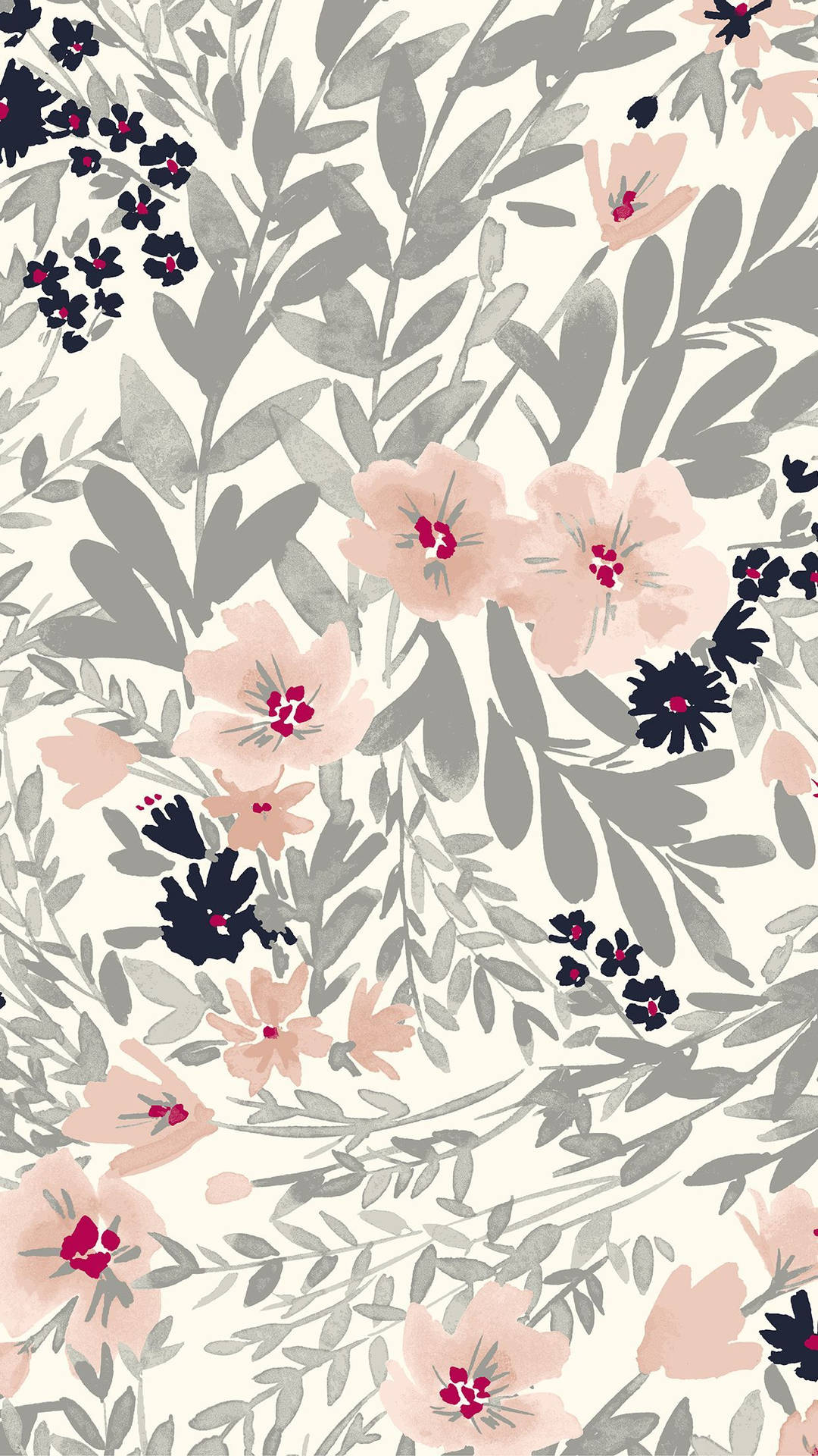 Grey Leaves Floral Iphone Background