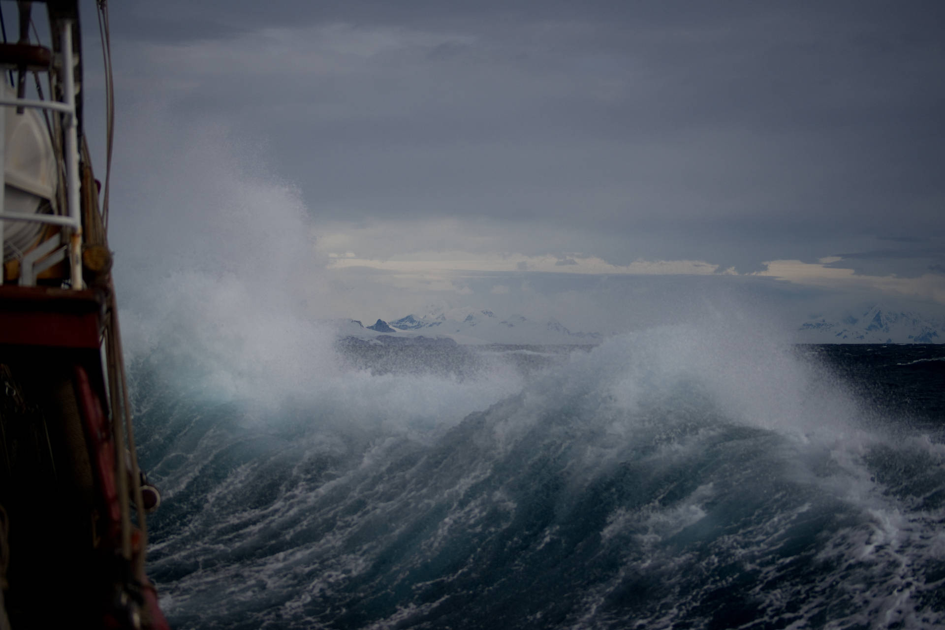 Grey Storm Waves In Antarctica
