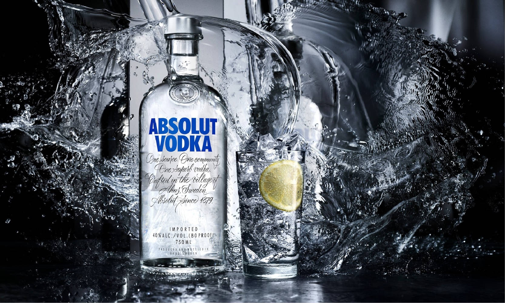 Greyscale Absolut Vodka Water Splash