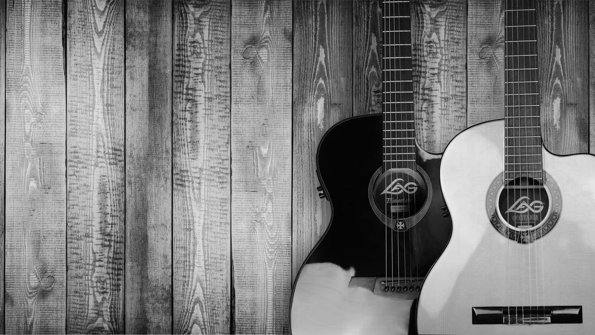 Greyscale Acoustic Guitar Musical Instrument