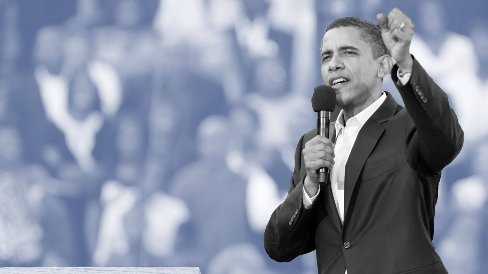 Greyscale Barack Obama Delivering Speech Background