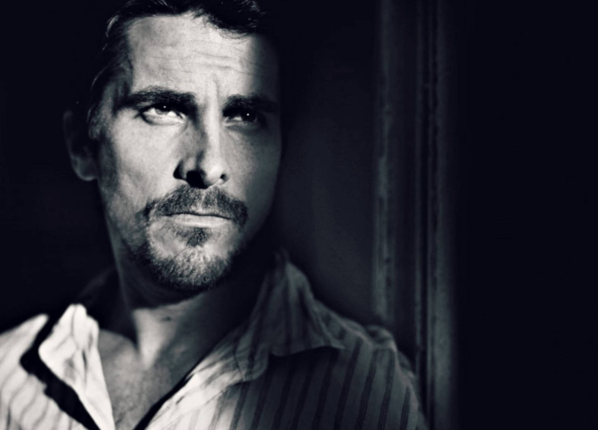 Greyscale Christian Bale Male Face