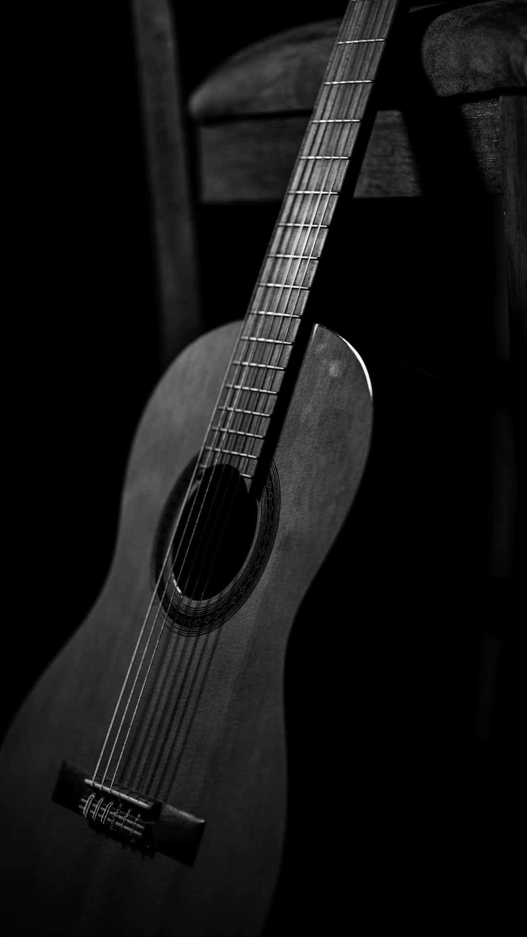 Greyscale Classical Guitar Musical Instrument